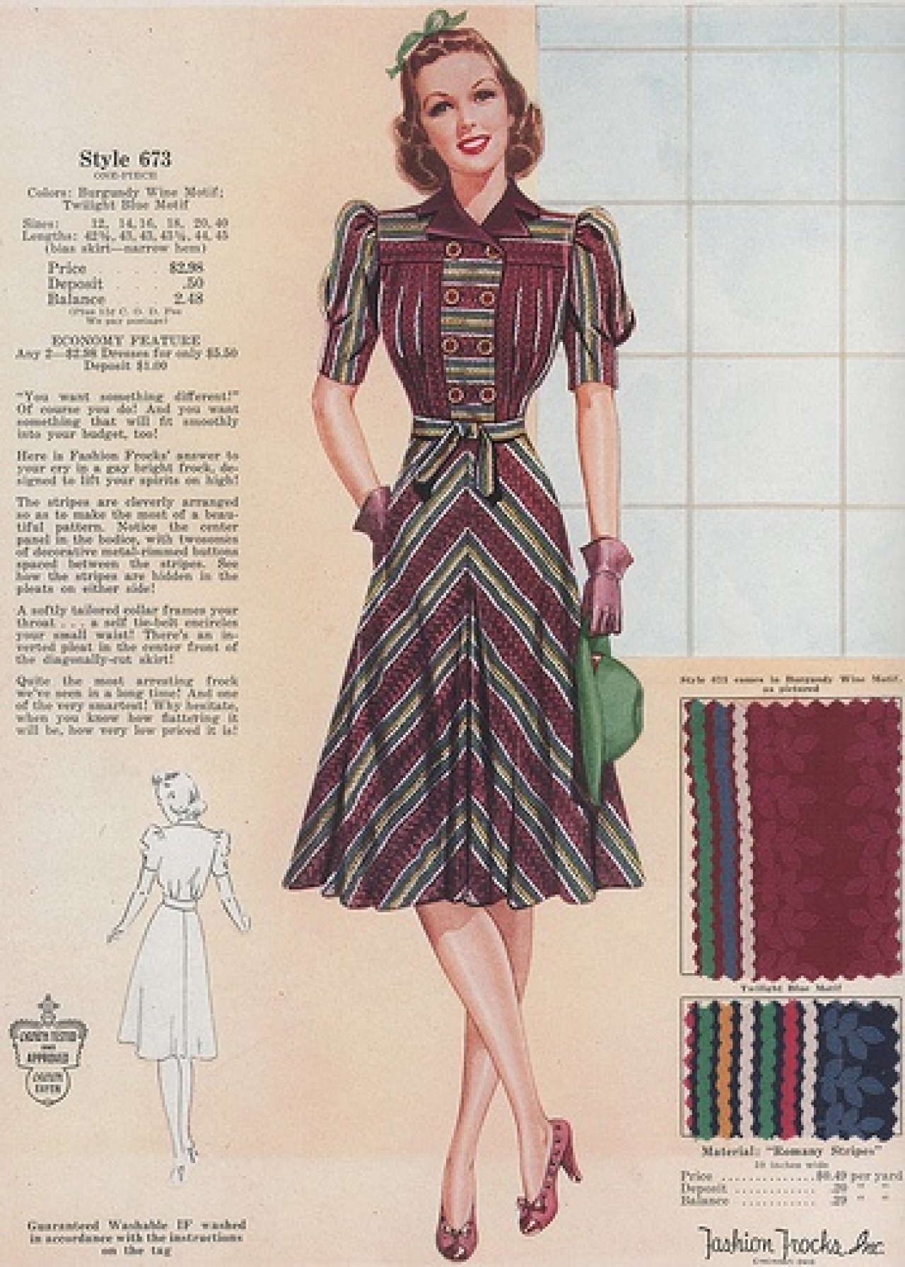 Day dress: 1940 dress pattern  Fashion and Decor: A Cultural History