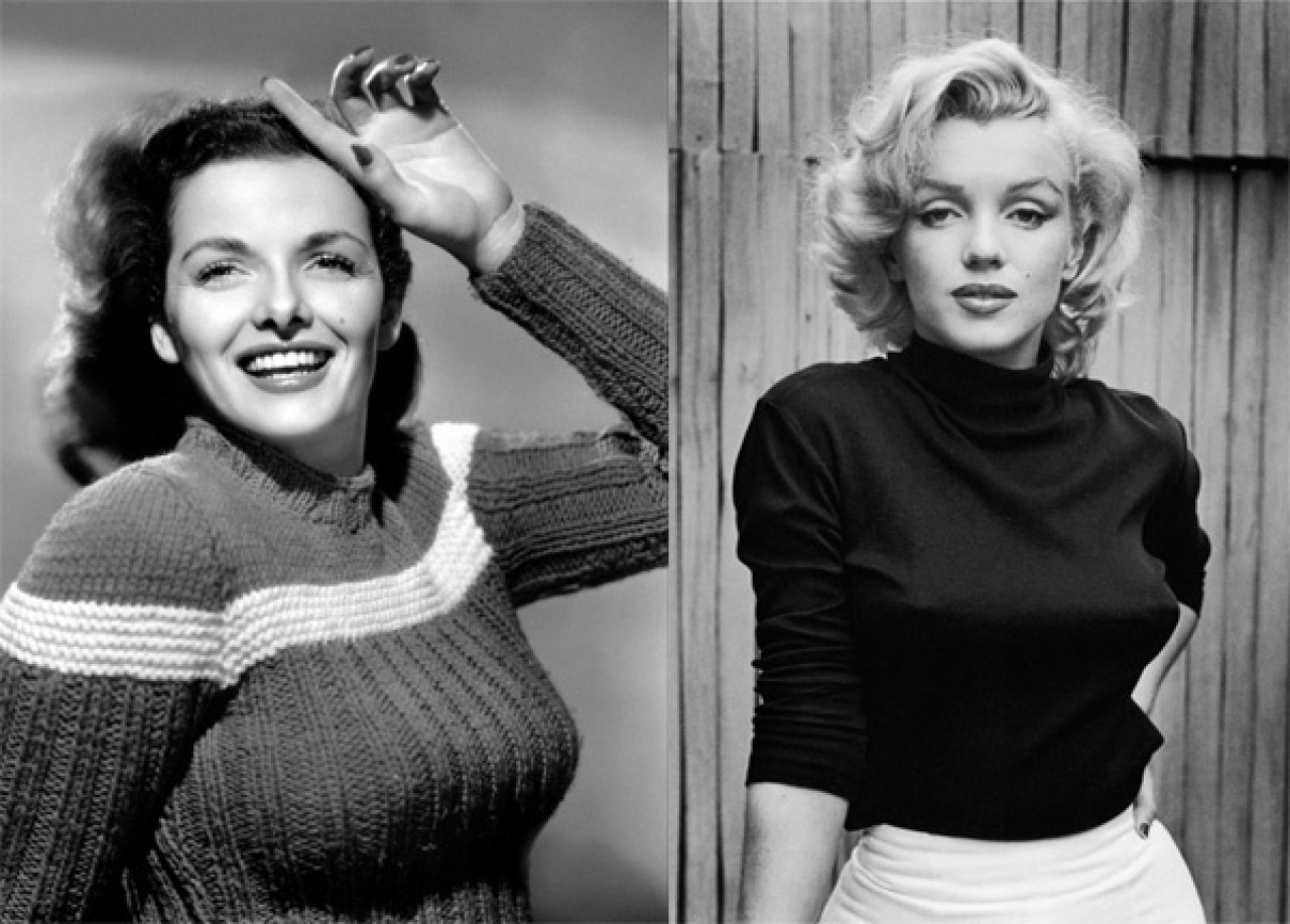 Monroe Inspired 1950's Fuzzy Sweater and Repro-Jeans Outfit. Paired With a Bullet  Bra for a Proper Shape. : r/VintageFashion