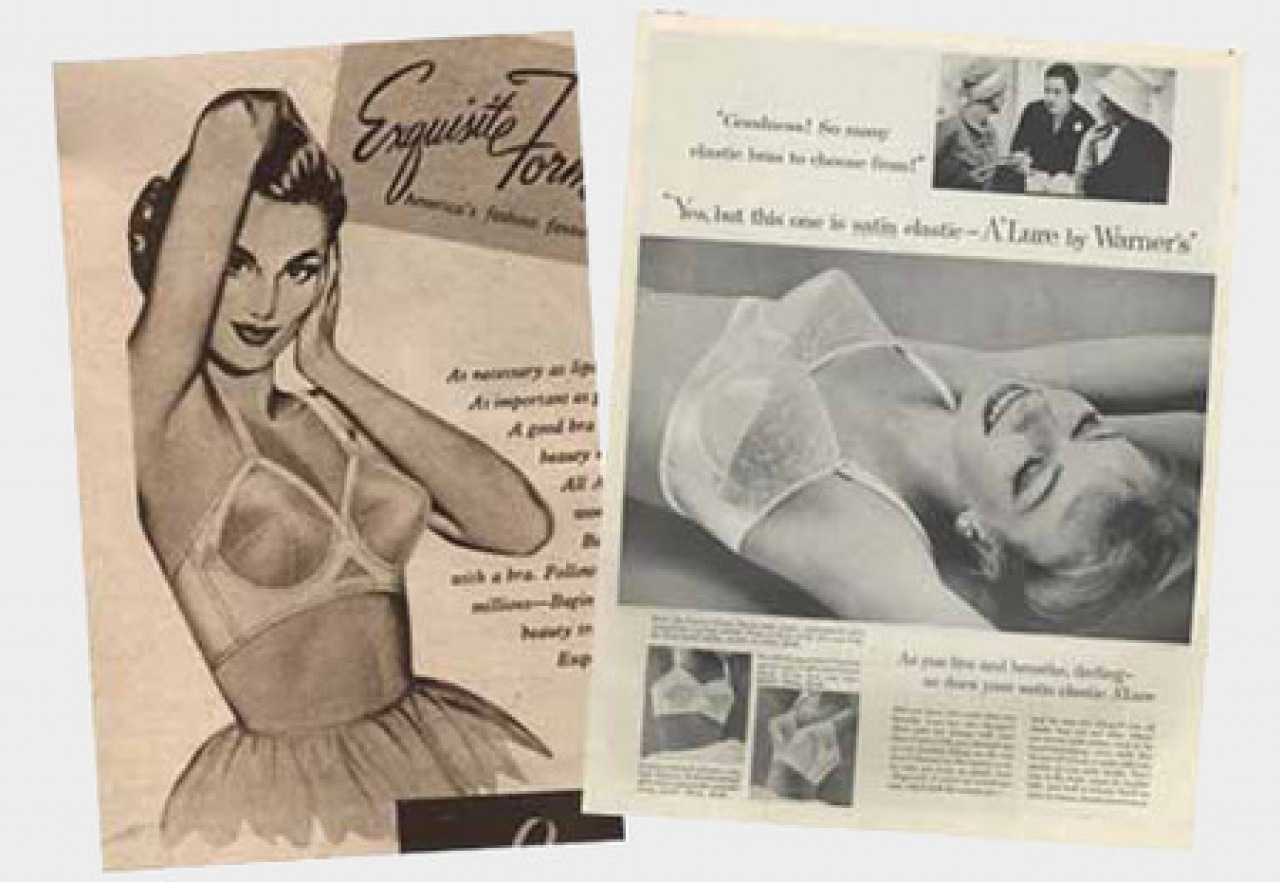 Black and white advert for U bra by Silhouette in fashion magazine circa  1959 Stock Photo - Alamy