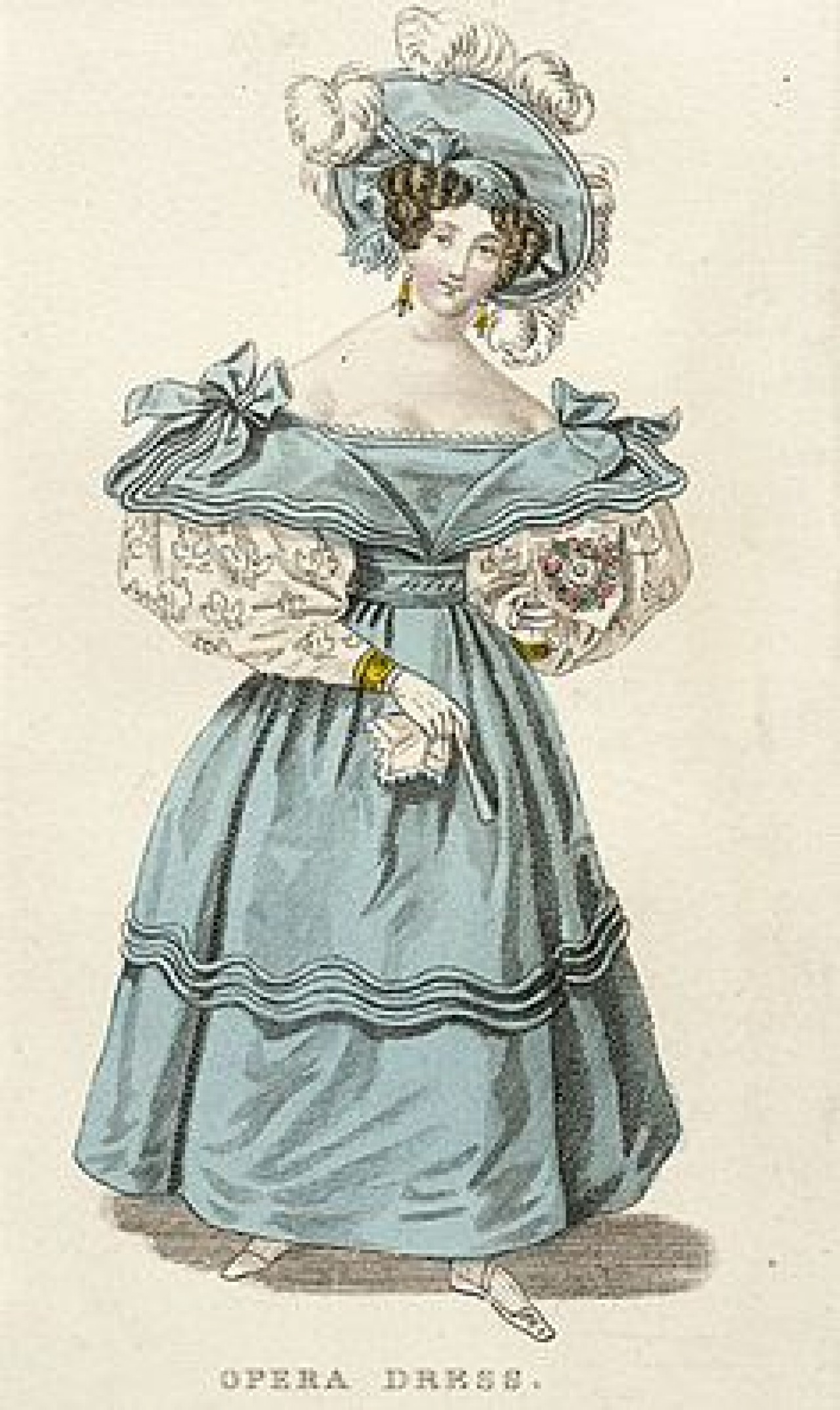 During the romantic period dresses now have more of an X shape silhouette.